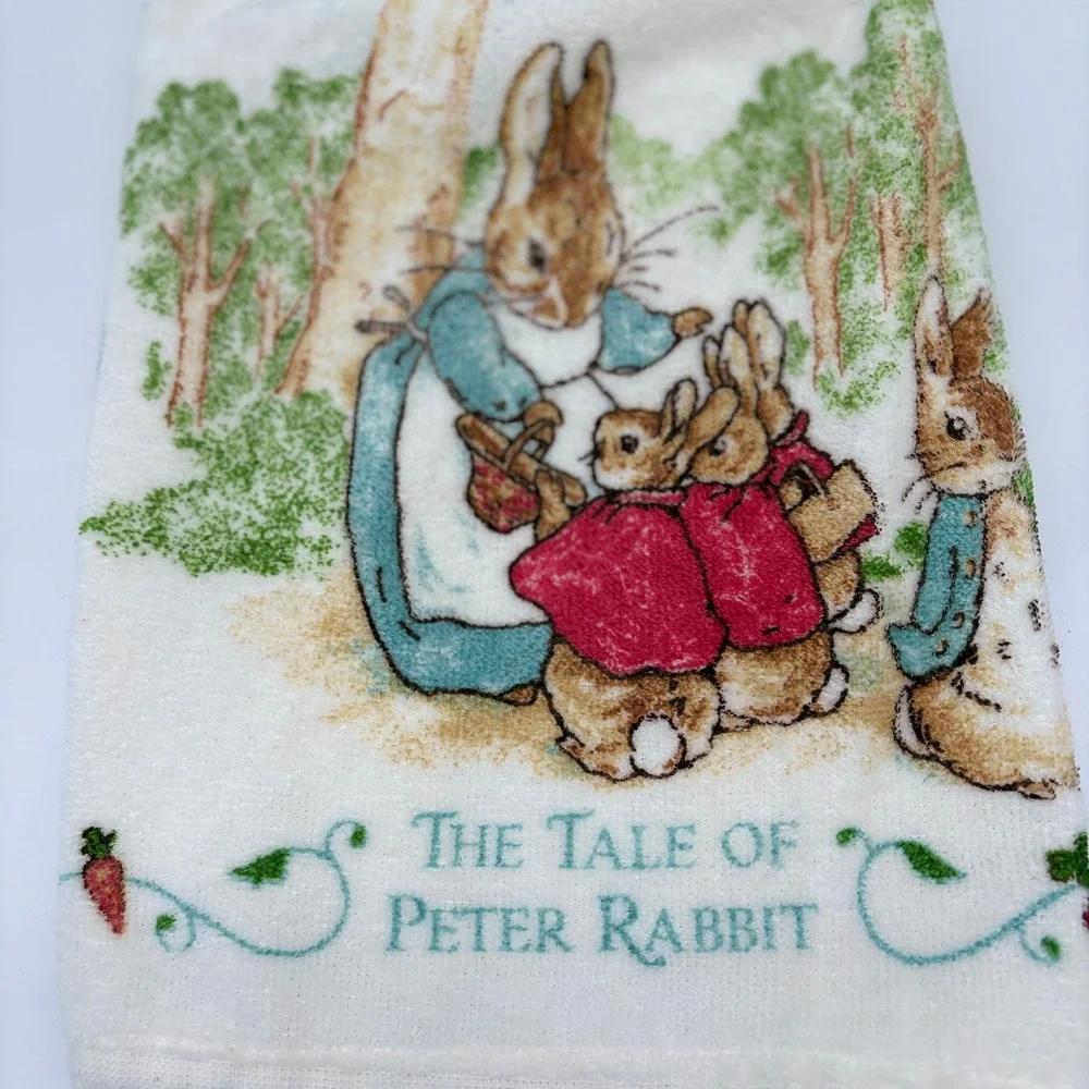 Vintage Peter Rabbit Crochet Hanging Kitchen Towel Cottagecore Storybook Decor